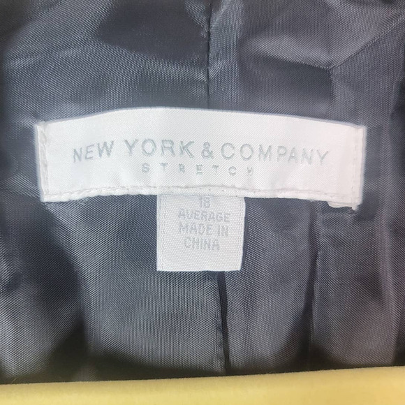 New York & Company Polka Dot One Button Stretch Blazer Jacket Black White Sz 18 - Picture 3 of 5